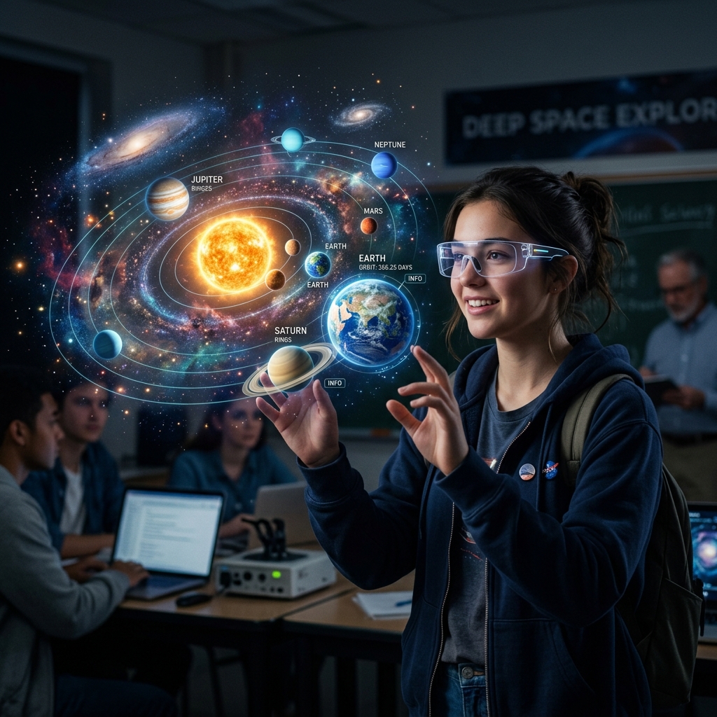 Interactive Hologram Solar System in VR Classroom